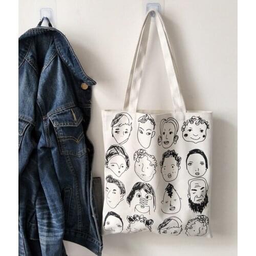 2021 New Womens Trend Bags Fashion Canvas Shoulder Bag Reusable Cloth Shopper Bags Female Casual Handbag Students School Bag