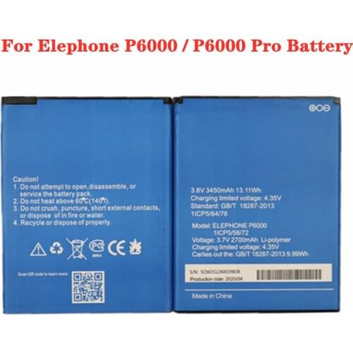 3.7V 2700mAh P6000 Pro Battery For Elephone P6000 Pro / Elephone P6000 Smartphone Battery High Quality Replacement Batteries
