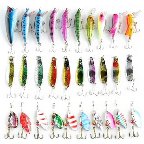 Fishing Lure Mix Hard lure&Spinner&Spoon swimbait Carp Fishing 30pcs/lot Metal Lure Fishing Lure for Fishing bait spinner metal