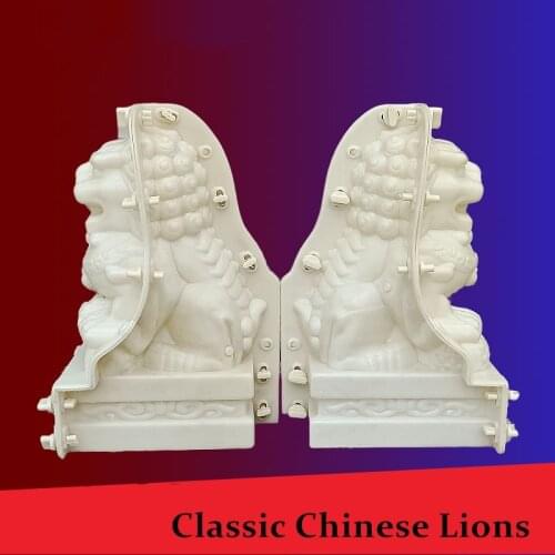 36cm/14.17in Classic Chinese Style Durable Gardening/ Balcony Lion Sculpture ABS Plastic Concrete Mold Male &Female Pair Statue