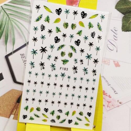 3D Stickers for Nails Coconut Tree Leaf Designs Nail Art Decorations Foil Decals Wraps Manicure Accessories Decoraciones