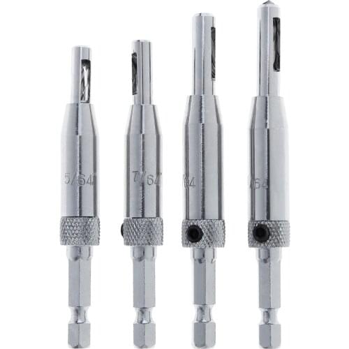 4pcs Door Window Hinge Perforator Hexagon Drill Locating Shaped Drilling Kit for Woodworking Punching