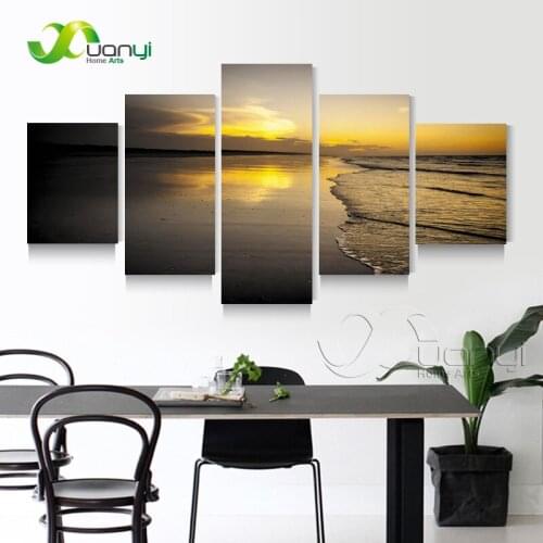 5 Panel Oil Painting Seascape Piece Canvas Art Picture Wall Modern For Living Room Seascape Painting Home Decor Unframed PR1269