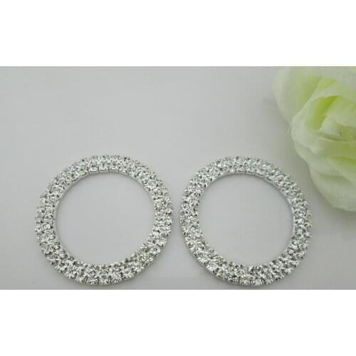 5pcs round rhinestone buckle in silver plated without bar for wedding invirtation card 35mm