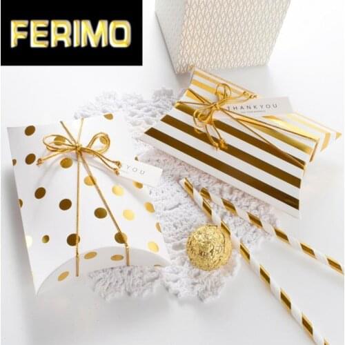 8PCS Stripped/Dotted Box For Candy Chocolate And Biscuit Gift Bags Party Favor Boxes