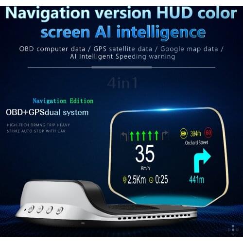 Car Navigation OBD2 GPS Speedometer Overspeed Warning Hud Head Up Display On-board Computer Smart Auto Electronics Accessories