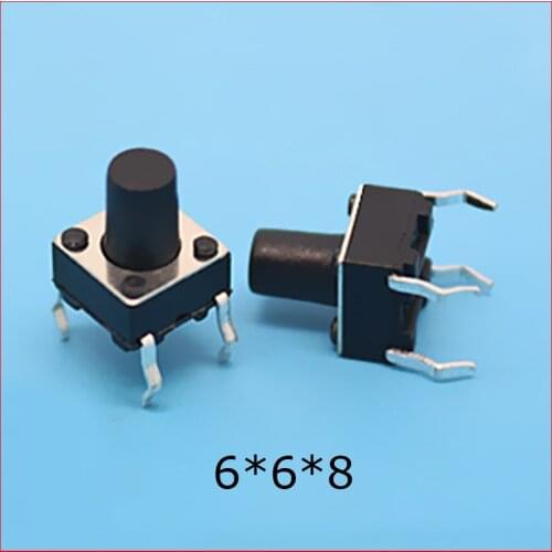Free shipping 100pcs 6*6*8mm Round Tactile Push Button Switch/Micro switch,6X6X8MM DIP button switch black