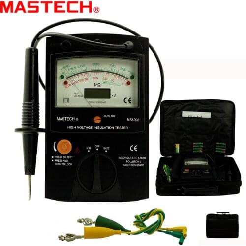 MASTECH MS5202 100000Mohm Digital Analog Insulation Tester tramegger high voltage insulation tester