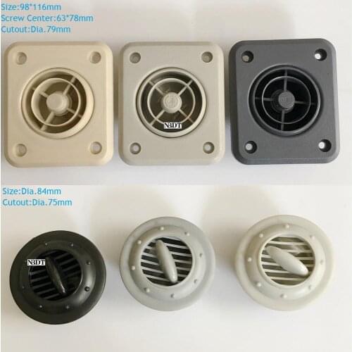 2Pcs/Lot Square Round Air Vent Dispenser Diffuser Adjustable Turning Knob A/C Air Conditioner RV Car Bus Caravan Beige Black