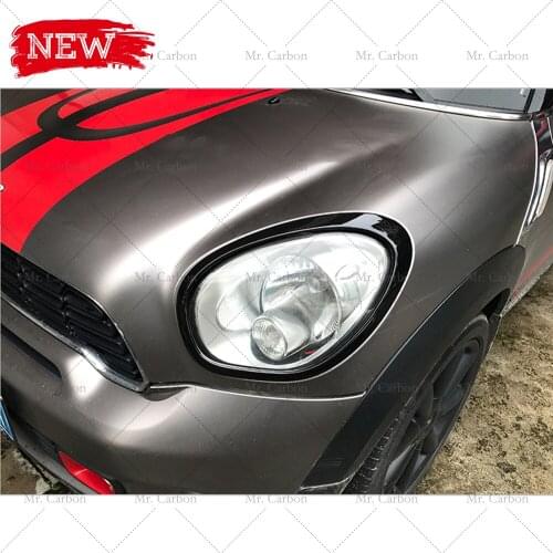 FOR MINI R60 COUNTRYMAN COOPER BLACK RED CARBON FIBER/ABS HEADLIGHT EYEBROW TRIM TUNING PART FOR R60 LIGHT FRAME RACING