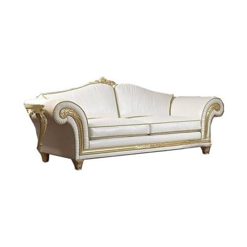 European style luxury combination sofa solid wood carving golden three person sofa whole leather large family ssttee