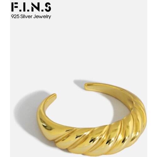 F.I.N.S Simple INS Design Twill S925 Sterling Silver Open Ring Finger Twist Minimalist Fine 925 Silver Jewelry Accessories