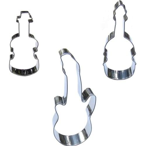 Guitar,Cello,Electric guitar shape 3 piece cookie cutting molds, baking tools, cake decorating soft candy tools