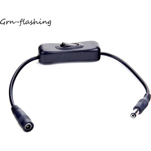 GRN-FLASHING 5.5*2.1mm DC Power Plug Connector Switch on/off Male to female Extension Cable cord For SMD 5050 3528 led strip