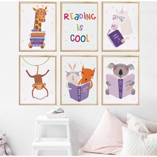 Giraffe Unicorn Koala Gallery Education Wall Art Canvas Painting Nordic Posters And Prints Wall Pictures Kids Baby Room Decor
