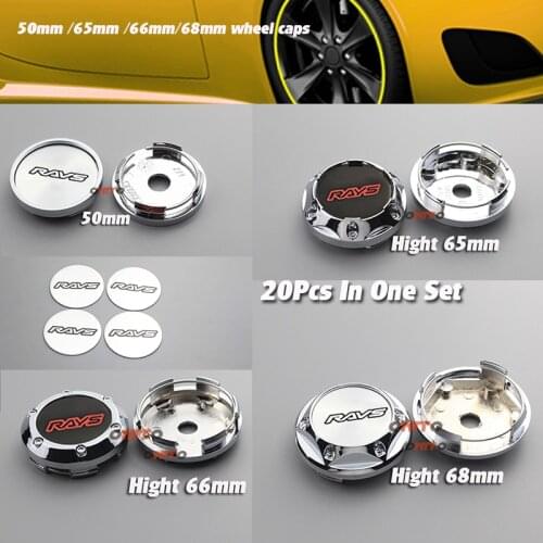 20PC 5Cm 65mm(56mm) 66MM/68mm(62mm) RAYS Emblem Car Wheel Center Cap for M595 OZ Racing Superturismo LM Centre Auto Rim Hub Caps