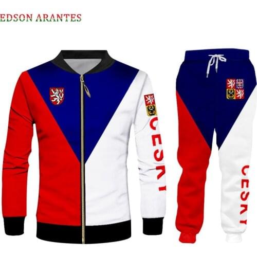 Luxury 3D Print Czech Republic Flag Zipper Jackets+Pants Set Unisex Gym Hoodie T-shirt Tank Joggers Tracksuit Sets Custom S-7XL