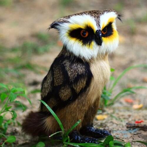 Brown Furry Owl Bird Ornaments Artificial Owl Statue Home Party Art Decoration