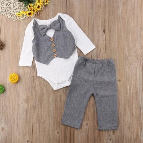 Pudcoco Boy Clothes Suit Newborn Baby Boy Gentleman Outfits Bow Tie Tops Romper Pants Formal Suit Costume