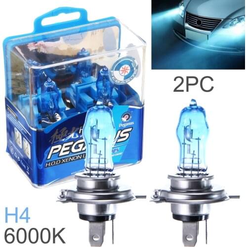 2pcs H4 100W 6000K 3000LM White Light Super Bright Car Headlight Bulbs HOD Halogen Lamp Auto Front Headlight for Car SUV Vehicle