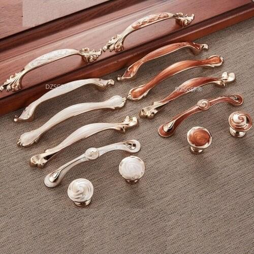 American Style Zinc Alloy Kitchen Drawer Hardware Threaded Golden Cupboard Cabinet Pulls Closet Dresser Handles