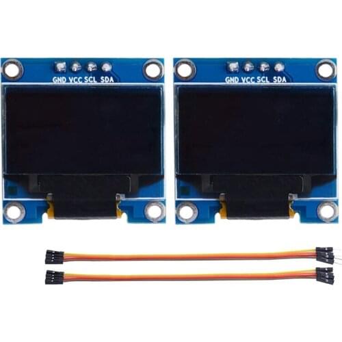 2Pcs 0.96Inch OLED Module 12864 128X64 White SSD1306 Driver IIC Serial Display Board Module For Arduino, Raspberry Pi