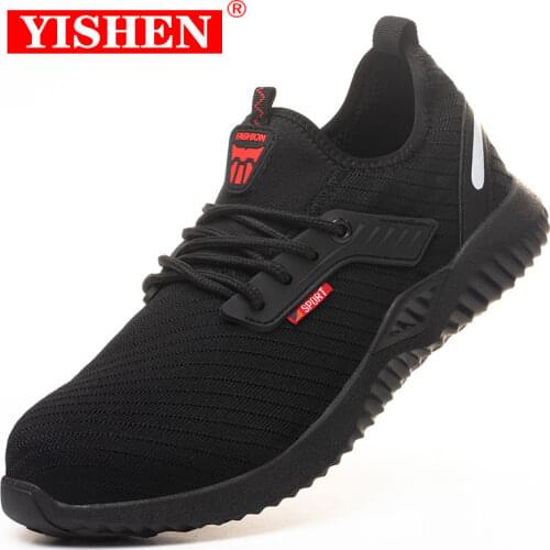 YISHEN Mens Safety Work Shoes Indestructible Shoes With Steel Toe Cap Puncture-Proof Boots Lightweight Breathable Male Sneakers