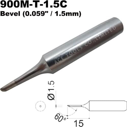 Soldering Tip 900M-T-1.5C Bevel 1.5mm for Hakko 936 907 Milwaukee M12SI-0 Radio Shack 64-053 Yihua 936 X-Tronics 3020 Iron Bit
