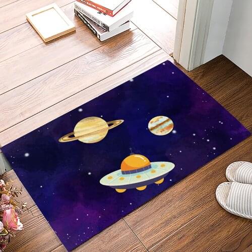 Planet Ufo Starry Sky Family Doormat Kitchen Living Room Floor Rug Bathroom Non-slip Foot Mat Entrance Hall Welcome Carpet