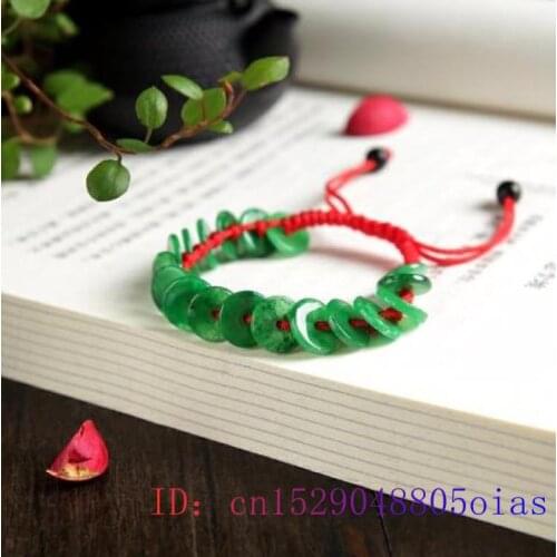 Jade Copper coin Bracelet Natural Bangle Fashion Amulet Green Jadeite Gifts Jewellery Charm