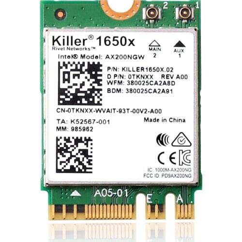 Killer 1650x AC Dual Band 2.4Gbps Wireless AX200NGW Wifi Card AX200NGW 802.11AX/AC/A/B/G/N Bluetooth 5.0 Laptop for Windows 10