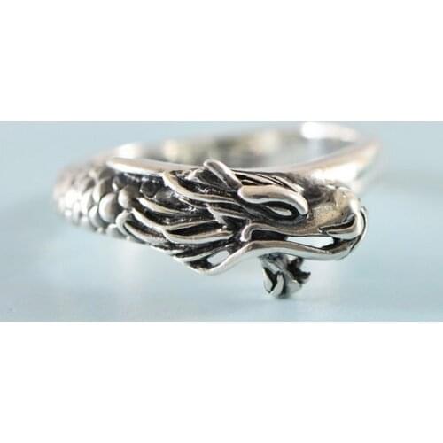 BOCAI New 100% real solid S925 silver Chinese style retro Chinese zodiac Chinese dragon ring domineering fashion woman ring