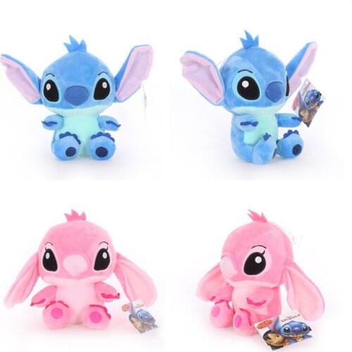 20cm Disney Lilo Stitch Couple Plush Doll Movie Cartoon Pendant Decoration Plush Doll Soothe Doll Movie Childrens Gift Toy