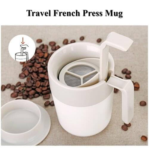 Portable French Press Mug Coffee Maker Plastic Double Layer BPA Free CafePress Water Isolation Tea Cup 260ML Drop Shipping