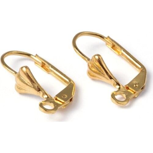 20pcs Brass Leverback Earring Findings Ear Wire with Loop for Jewelry Making DIY Craft Supplies Accessories