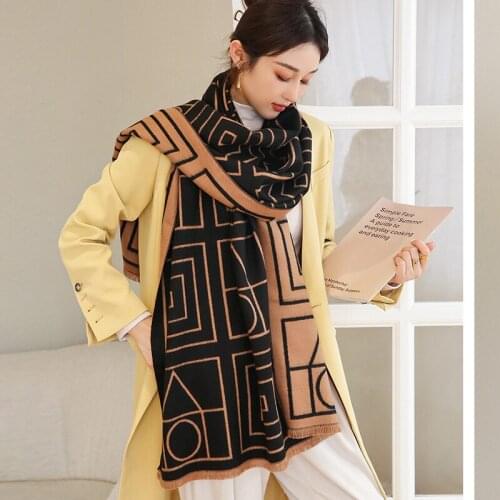 Fashion Imitation Cashmere Women Vintage Double sided Print Scarf Winter Warm Shawl Long Wrap Casual Wild Female Thick Blanket