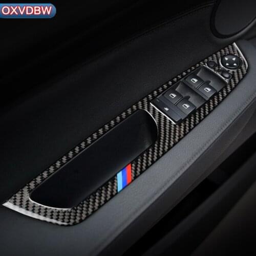 Carbon Fiber Window Lifter Control Frame Switch Decor Armrest Panel Trim Car Interior Accessories For BMW x5 e70 x6 e71 LHD RHD