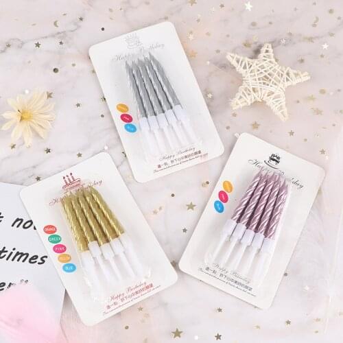 Pack Of 10 Gold Silver Threaded Candle Safe Flames For Anniversary Wedding Birthday Party Cake Topper Decoration Candles