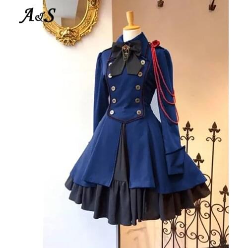 Anbenser Medieval Renaissance Sweet Lolita Dress Vintage Bowknot High Waist Victorian Dress Kawaii Girl Gothic Loli Cos Costume