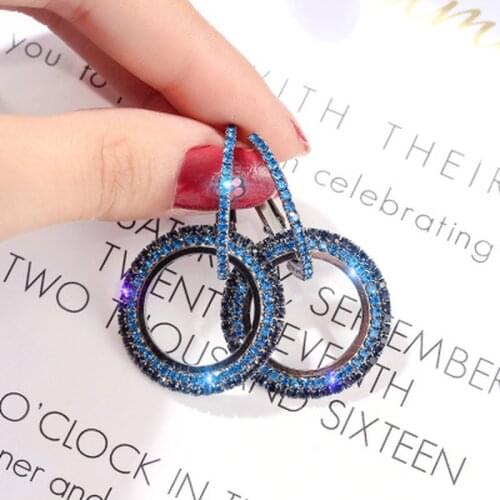 1Pair Diamond Geometric Circle Eearrings European and American Trendy Simple Earrings Hoop Fashion Jewelry Earrings