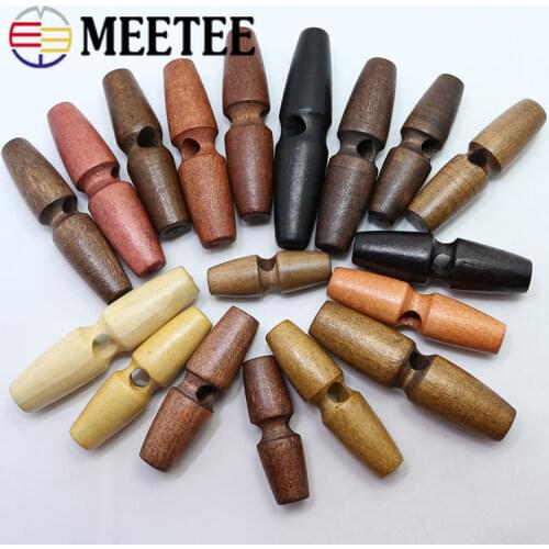 100pcs Natural Wood Single Hole Buckle Overcoat Wooden Buttons for Tent Rope Buckles DIY Garment Sewing Accessories