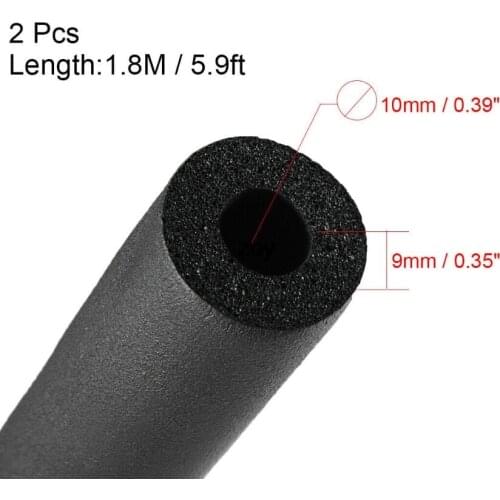 2pcs Foam Hose 3/8" x3/8" Air Conditioner Heat Insulation Pipe Black 6 Foot Long
