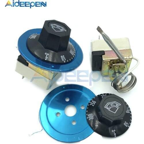 AC 220V 16A 30-110/50-300 Degrees Thermostat Switch Knob Liquid Rising Temperature Controller Switch for Electric Oven