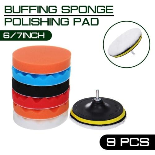 9pcs/Set 6/7 inch Car Polishing Pad Sponge Buffing Waxing Boat Car Polish Buffer Drill Wheel Polisher Removes Scratches