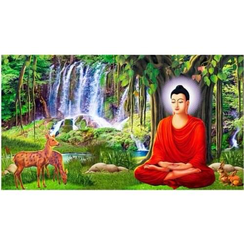 New 5D Diamond Painting Religious Figures Full of Diamond Embroidery Animal Deer Cross Stitch Figures Buddha GJ857