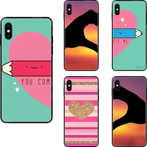 For iPhone 11 12 Pro 5 5S SE 5C 6 6S 7 8 X 10 XR XS Plus Max Happy Best Friend Card Bff Good Quality Black Soft TPU Phone Cover