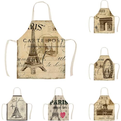 Paris Tower City of Love Pattern Kitchen Aprons Unisex Dinner Party Cooking Bib Funny Pinafore Cleaning Apron WQD313