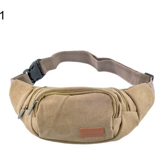 Canvas Three Zipper Pockets Mens Fanny Pack Waist Belt Bag Multifunctional Hip Bum Men Waist Bags Waist Pouch Bolsa Cintura