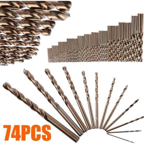 74Pcs 1-8mm HSS Cobalt Drill Bit High Speed Steel Twist Drill Whole Ground Metal Reamer For Steel Iron Aluminum Drilling Tool
