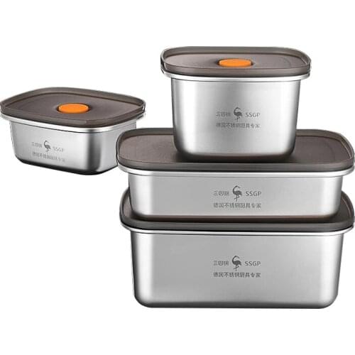 304 Stainless Steel Food Storage Box Student Office Portable Lunch Container Home Fresh-keeping Box Large Capacity Food Jar